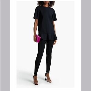 Valentino Black Ponte knit flared hem mini dress M